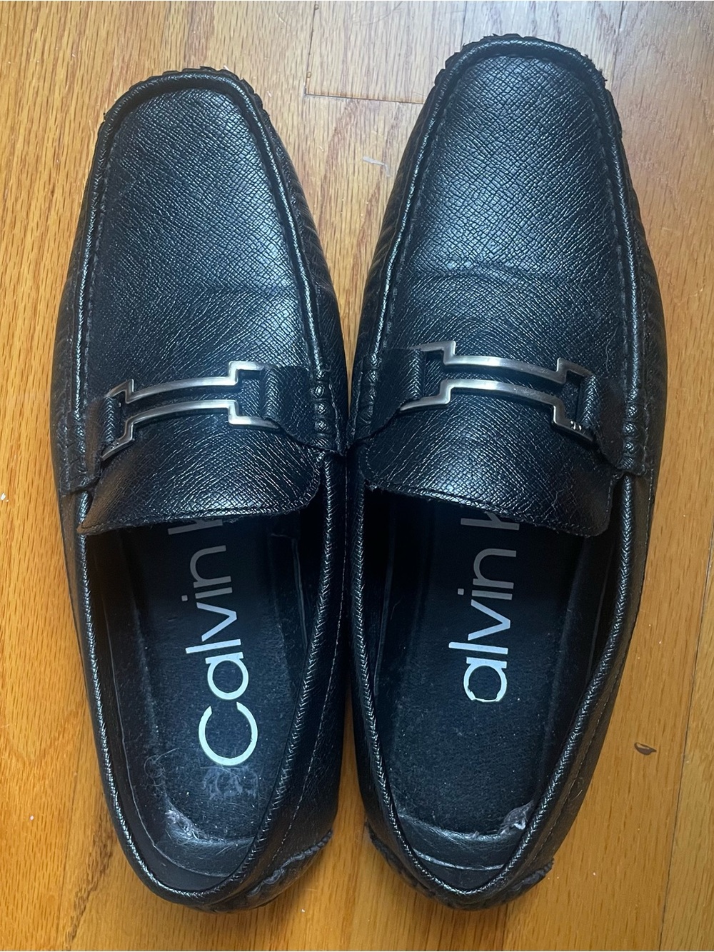 Calvin Klein Men’s Black Leather Slip-On Loafers